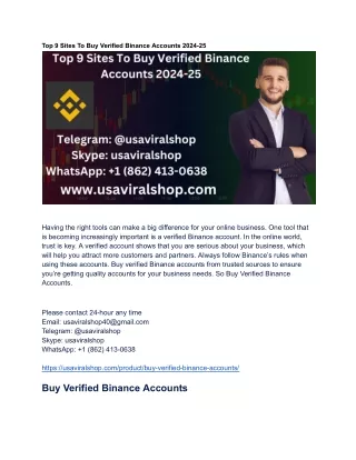 Top 9 Sites To Buy Verified Binance Accounts 2024-25