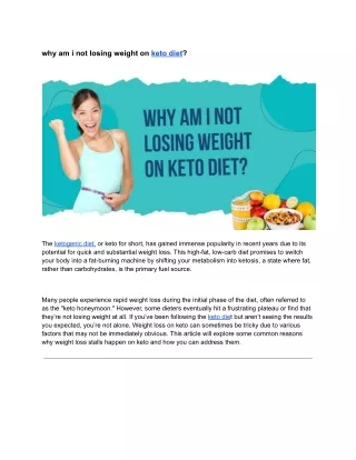 why am i not losing weight on keto diet