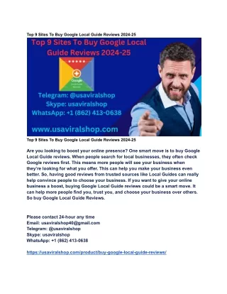 Top 9 Sites To Buy Google Local Guide Reviews 2024-25