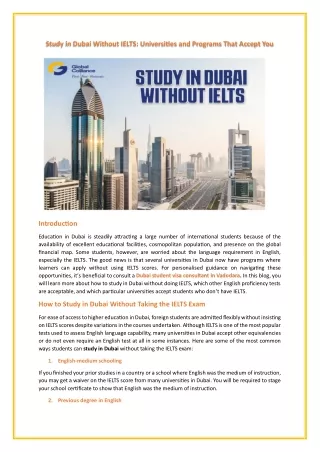 Study in Dubai Without IELTS Universities and Programs That Accept You