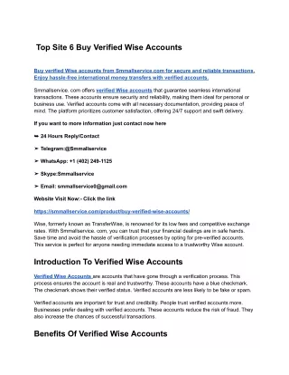 Top Site 6 Buy Verified Wise Accounts