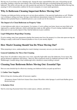 Cleaning Your Bathroom Before Moving Out: Essential Tips and Tricks