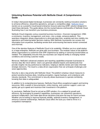 Unlocking Business Potential with NetSuite Cloud