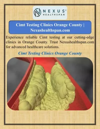 Cimt Testing Clinics Orange County    Nexushealthspan.com