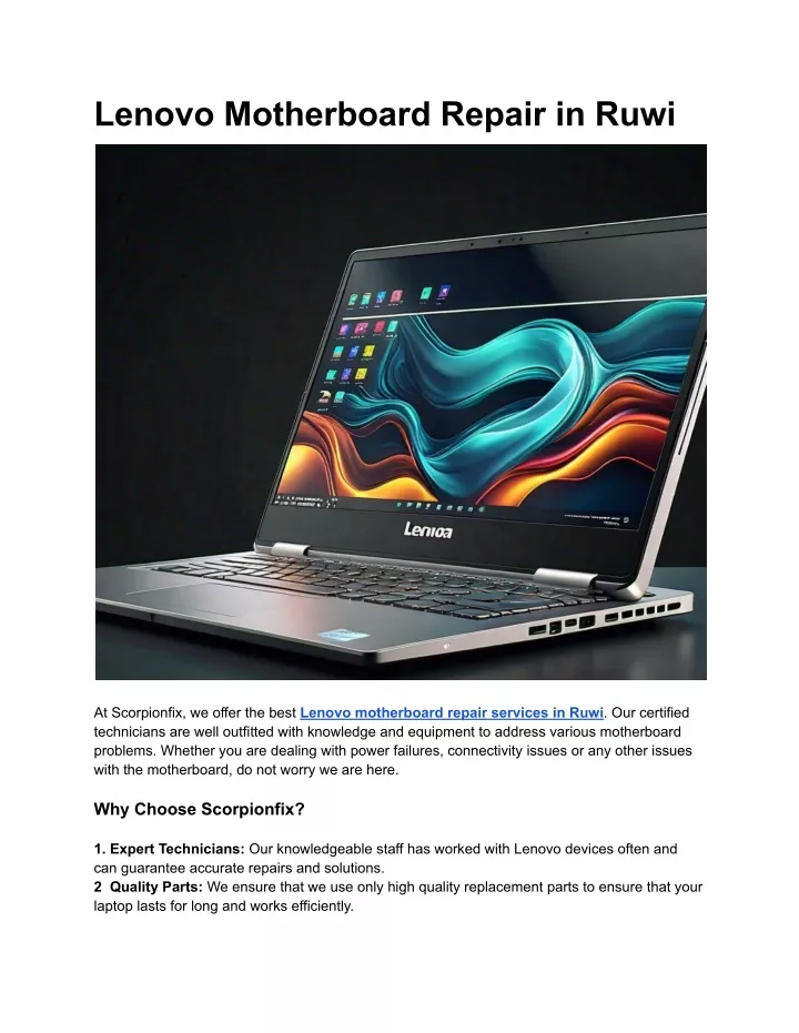 lenovo motherboard repair in ruwi