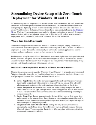 Device Setup with Zero-Touch Deployment for Windows 10 and 11