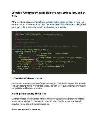 complete wordpress website maintenance services