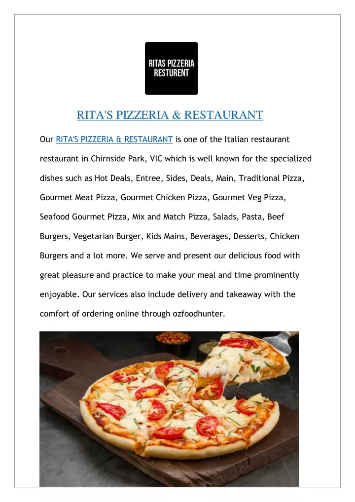 rita s pizzeria restaurant our rita s pizzeria