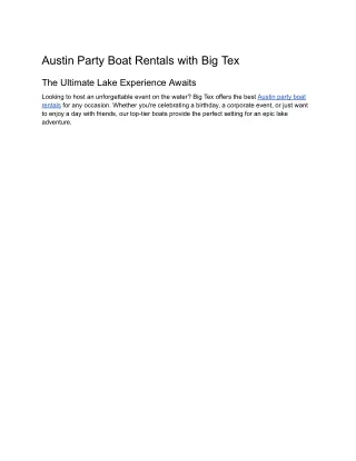 Austin Party Boat Rentals with Big Tex