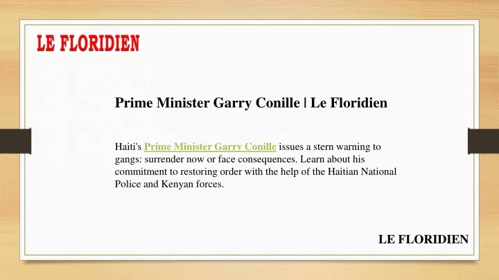 prime minister garry conille le floridien