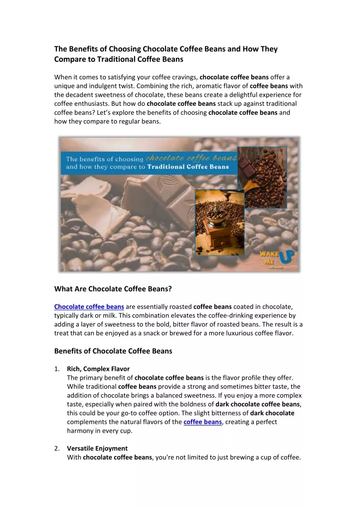 the benefits of choosing chocolate coffee beans