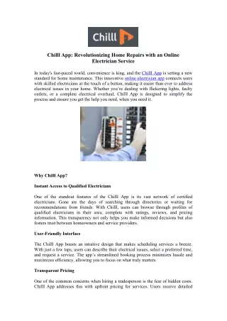 Top Online Electrician App – Chilll.com