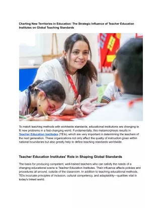 Charting New Territories in Education_ The Strategic Influence of Teacher Education Institutes on Global Teaching Standa