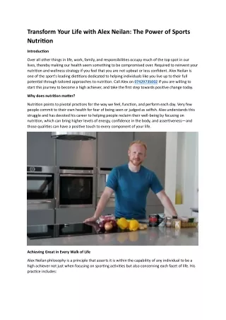 Transform Your Life with Alex Neilan: The Power of Sports Nutrition