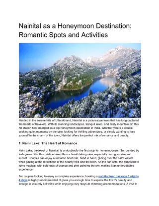 nainital tour package 3 nights 4 days