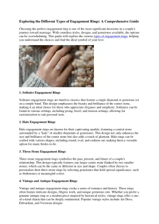exploring the different types of engagement rings