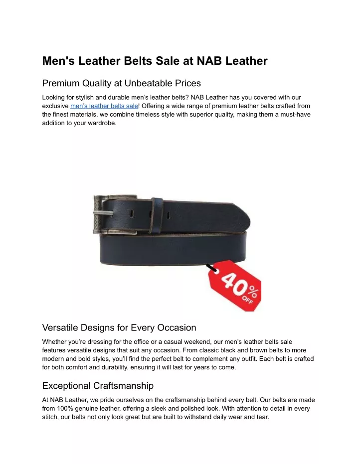 men s leather belts sale at nab leather