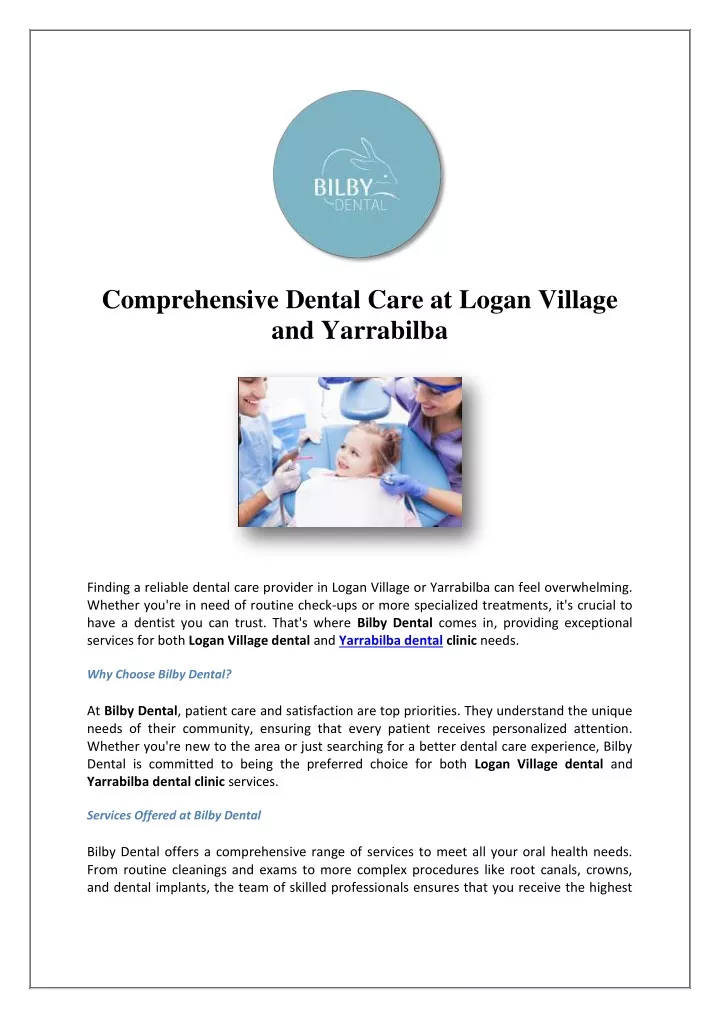 comprehensive dental care at logan village