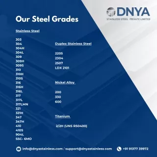 Premium Stainless Steel, Nickel Alloy, & Titanium Grades at Dnya Stainless Steel