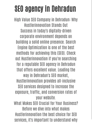 SEO agency in Dehradun