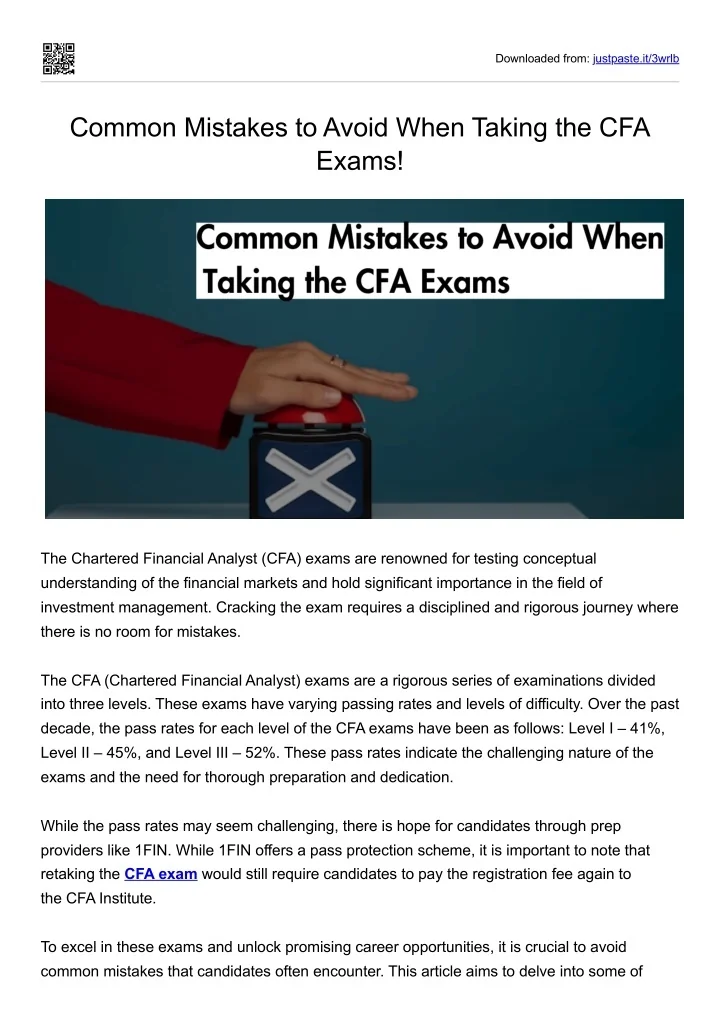 A presentation highlighting common mistakes to avoid when taking the CFA exams