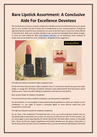 Bare Lipstick Assortment: A Conclusive Aide For Excellence Devotees