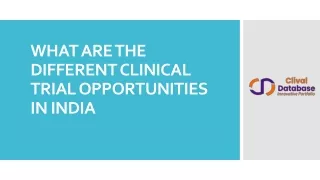 what are the different clinical trial opportunities in india