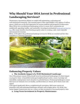 Why Should Your HOA Invest in Professional Landscaping Services