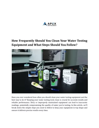 How Frequently Should You Clean Your Water Testing Equipment and What Steps Should You Follow_