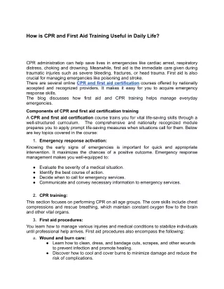 How is CPR and First Aid Training Useful in Daily Life_