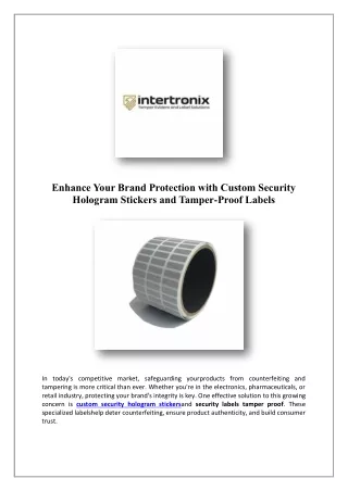 Tamper Evident Security Stickers | Intertronix Label