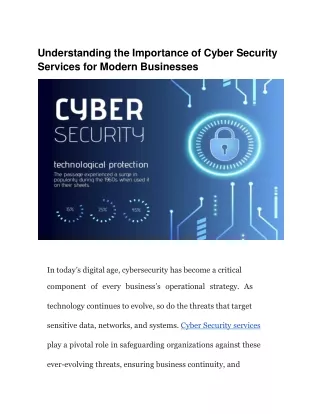 Understanding the Importance of Cyber Security Services for Modern Businesses
