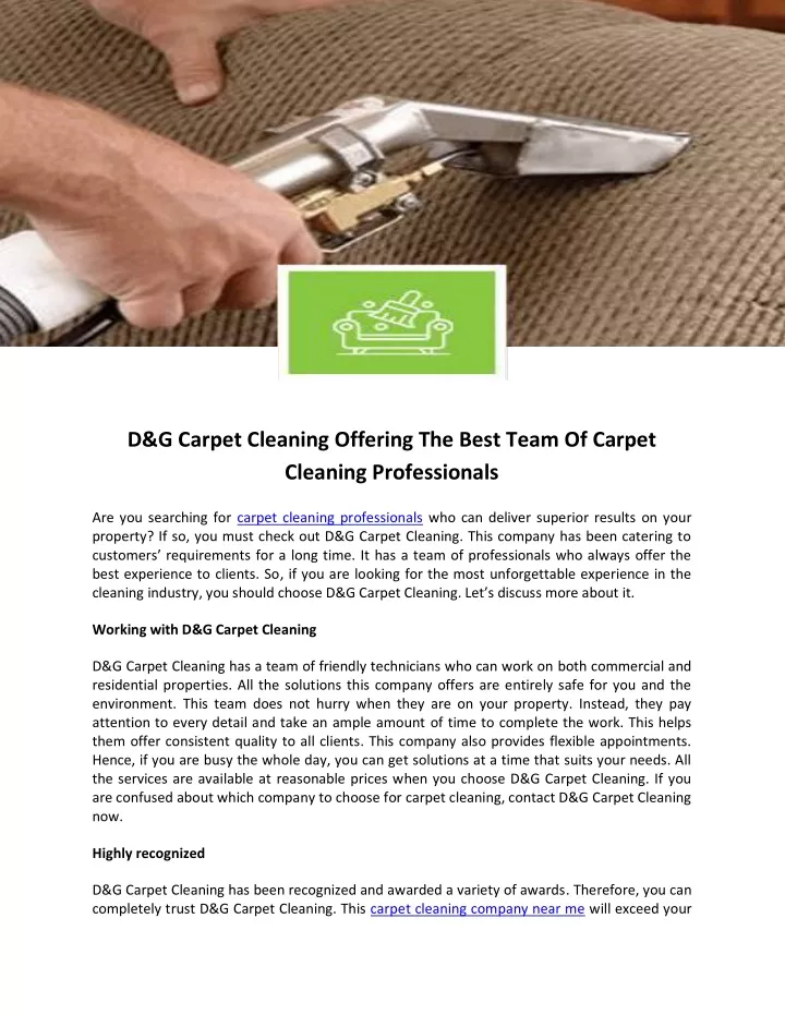 d g carpet cleaning offering the best team