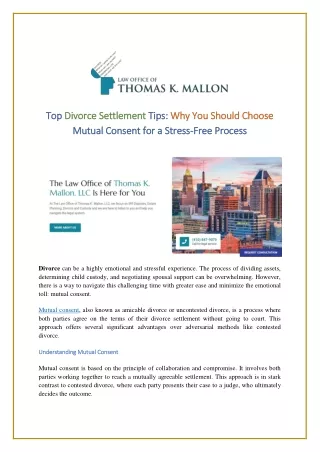 Top Divorce Settlement Tips Why You Should Choose Mutual Consent for a Stress