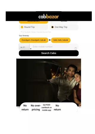 Chandigarh to Delhi Taxi