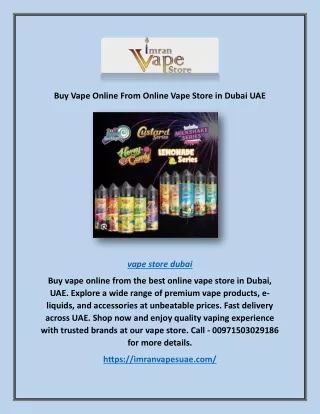 Buy Vape Online From Online Vape Store in Dubai UAE