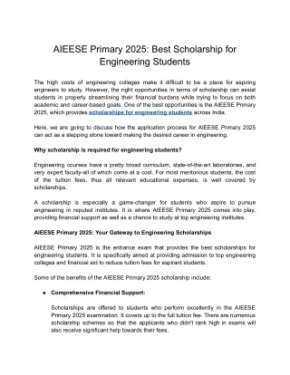 AIEESE Primary 2025_ Best Scholarship for Engineering Students