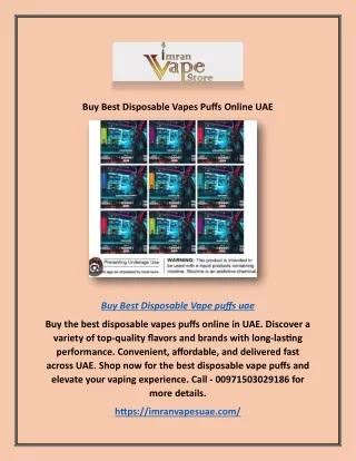Buy Best Disposable Vapes Puffs Online UAE