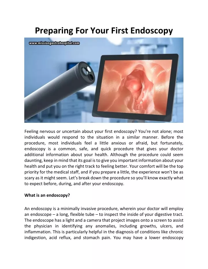 preparing for your first endoscopy