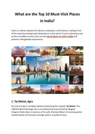 What are the Top 10 Must-Visit Places in India - Letsdiskuss
