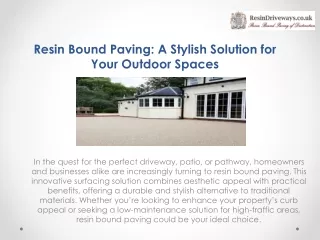 Resin Bound Paving A Stylish Solution for Your Outdoor Spaces