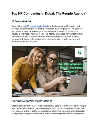 Top HR Companies in Dubai_ The People Agency