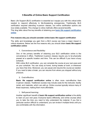 5 Benefits of Online Basic Support Certification
