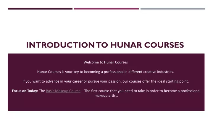 introduction to hunar courses