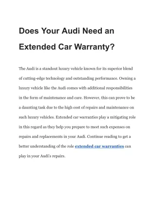 Does Your Audi Need an Extended Car Warranty_