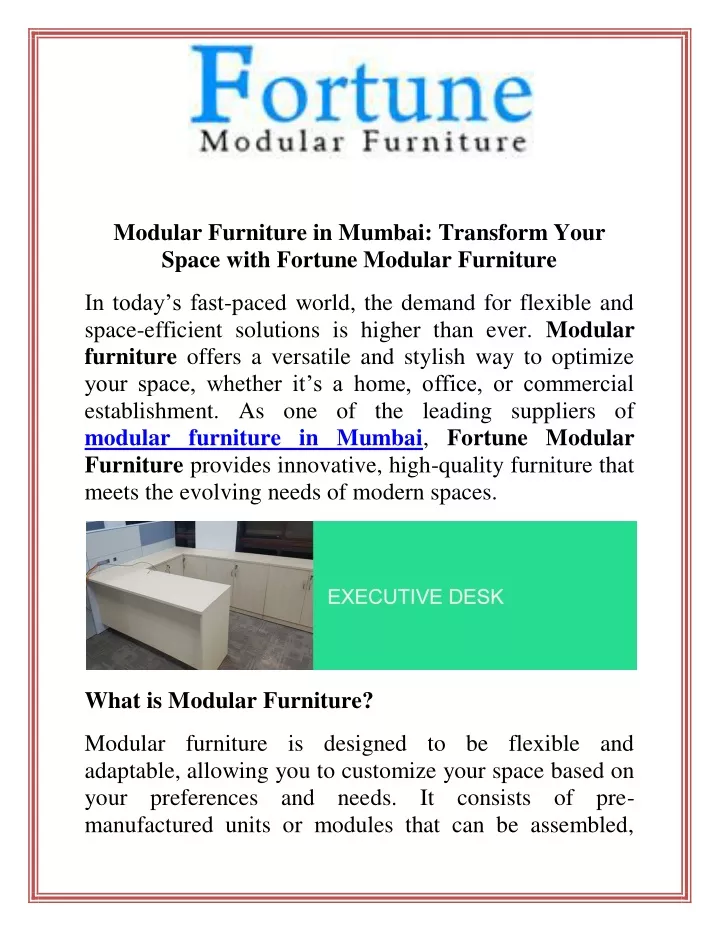 modular furniture in mumbai transform your space