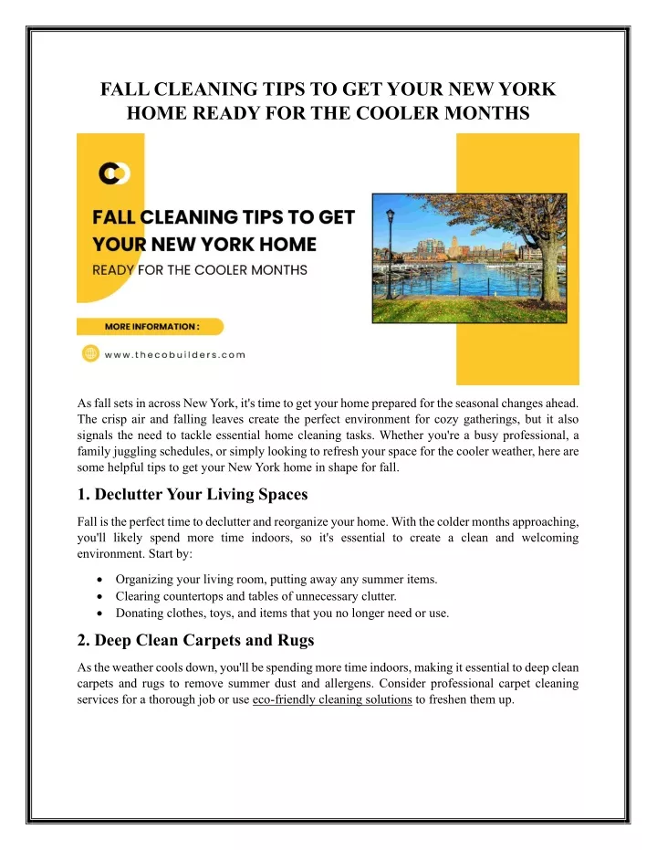 fall cleaning tips to get your new york home