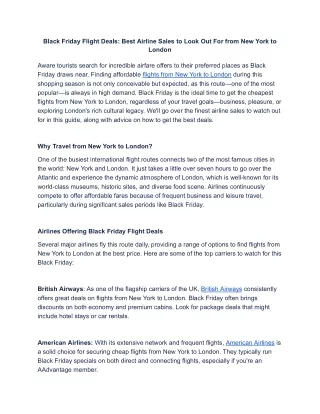 Black Friday Flight Deals: Best Airline Sales to Look Out For from New York to L