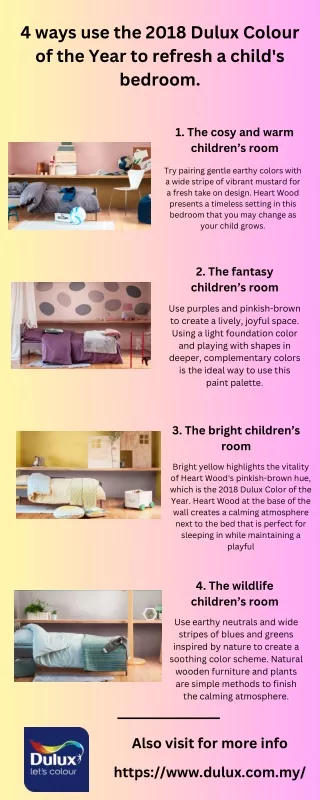 4 ways use the 2018 Dulux Colour of the Year to refresh a child's bedroom.