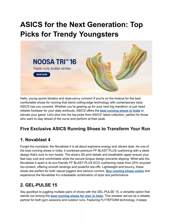 asics for the next generation top picks